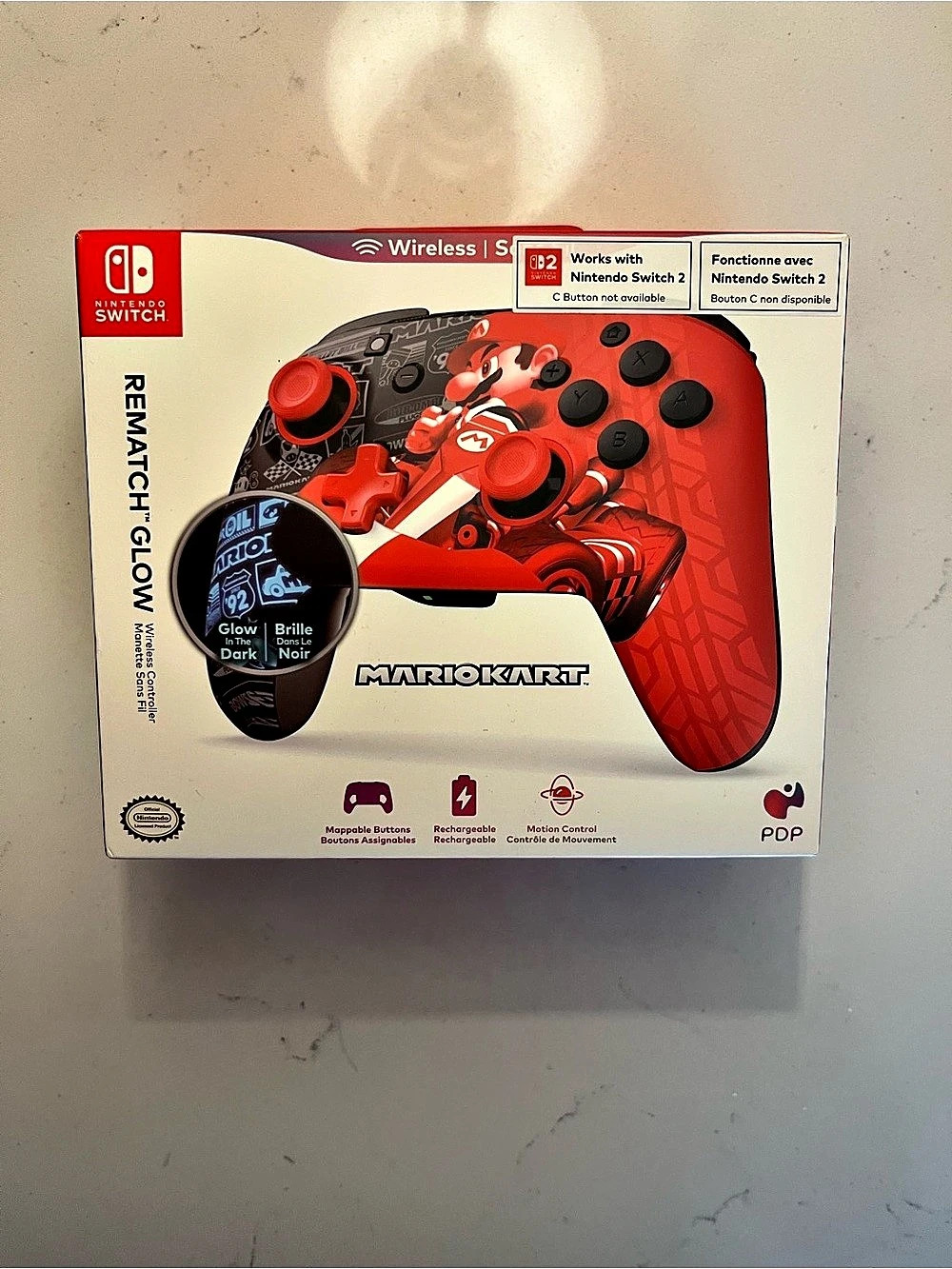 Nintendo Mario Kart REMATCH GLOW Wireless Controller Red & Black Wireless